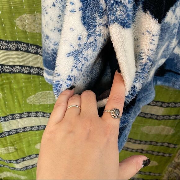 Rare Vintage OceanEast White/ Blue Eagle Fleece Jacket Size Medium - Picture 6 of 15